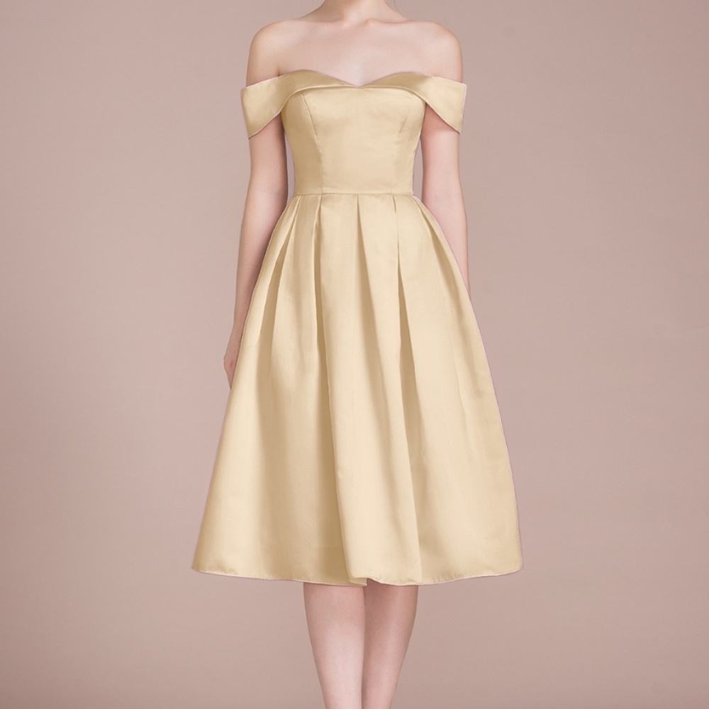 JJs House Knee-Length Formal Dress Size 14 Color Champagne (Golden Beige)